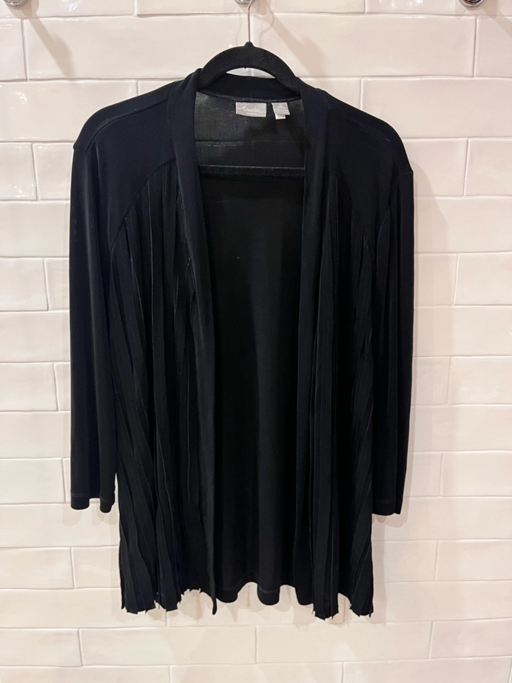 Travelers collection by Chico's black, open-front pleated cardigan Sz XL Chico 2